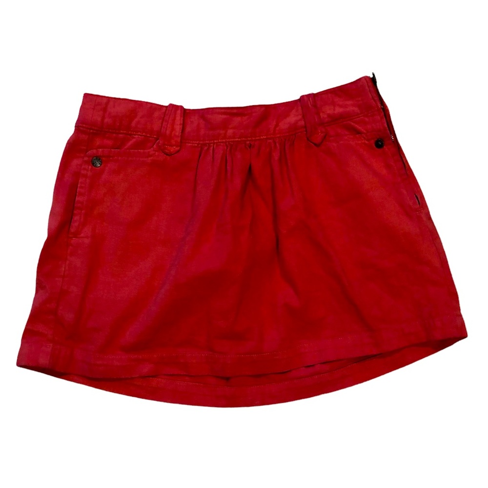NEW Levis Orange Red jean Mini Skirt Side Zip Pockets Women Small cotton